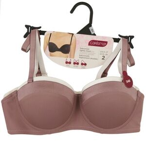 2-Pack Convertible Bras - Strapless / Padded / Removable Straps - White & Purple